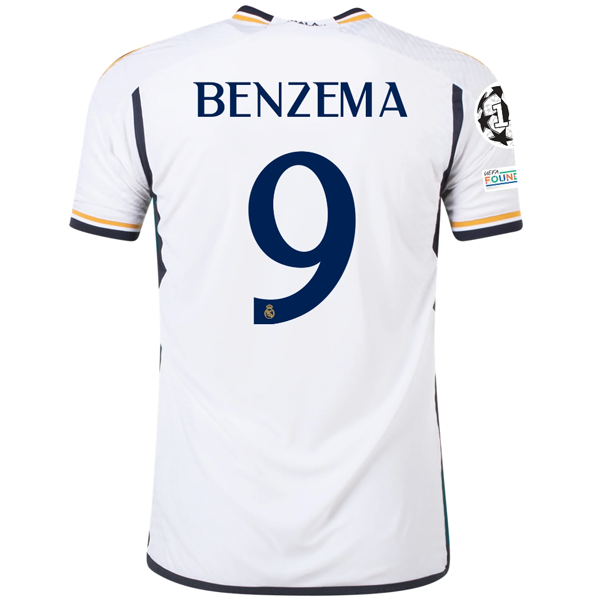 Image of adidas Real Madrid Authentic Karim Benzema Home Jersey w/ Champions League + Clu