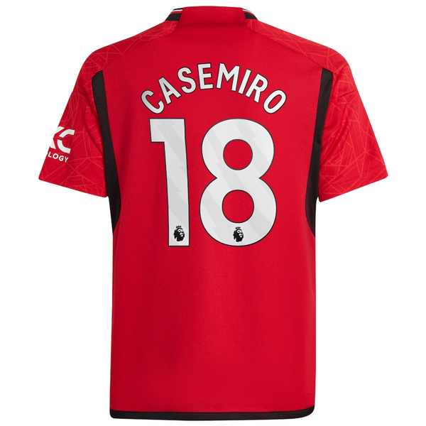 adidas Youth Manchester United Casemiro Home Jersey 23/24 (Team College Red)