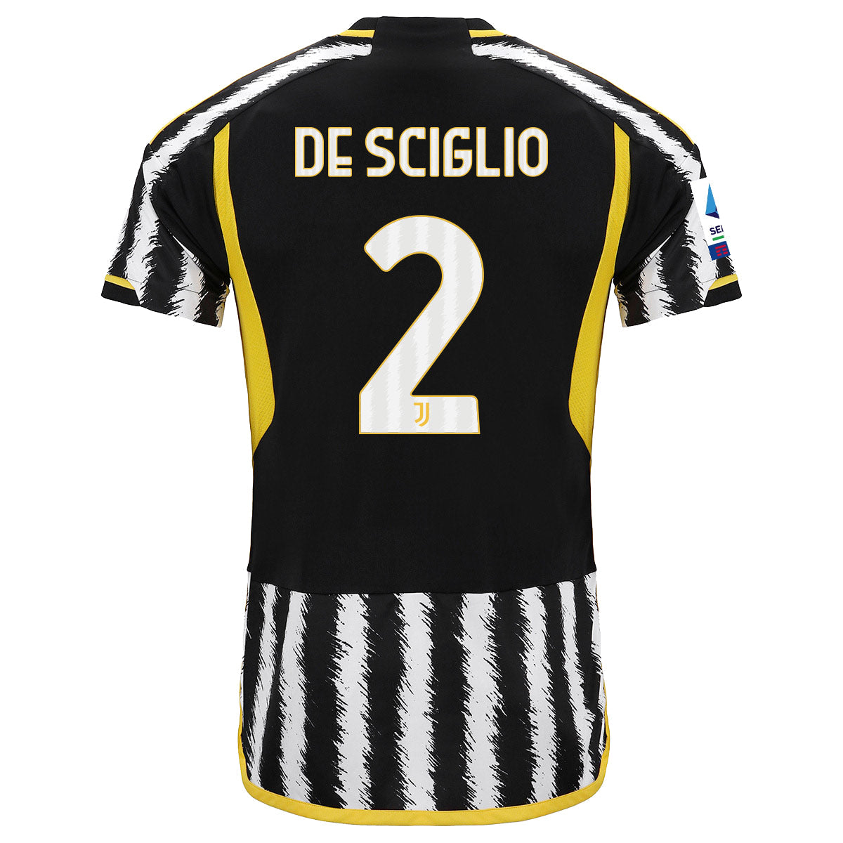 Image of adidas De Sciglio Juventus Home Jersey w/ Serie A Patch 23/24 (Black/White)