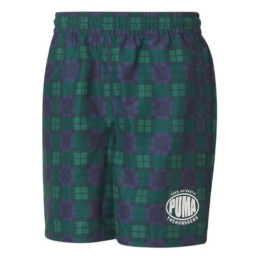 PUMA x The Hundreds Crossover Printing Athleisure Casual Sports Shorts Green 596