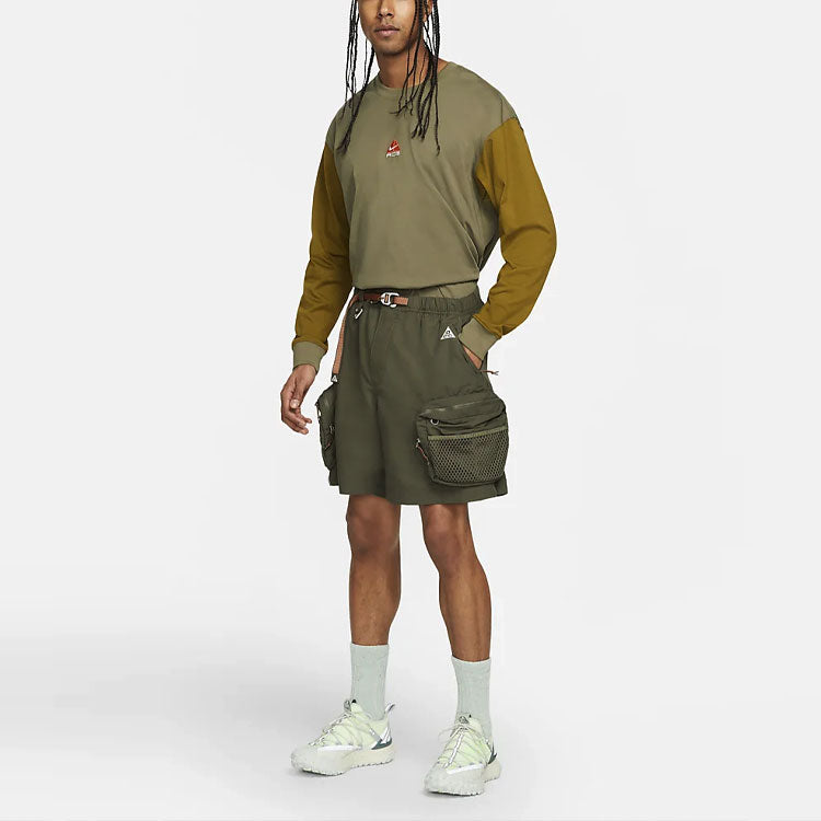 Men's Nike ACG Multiple Pockets Outdoor Cargo Loose Casual Straight Shorts Green