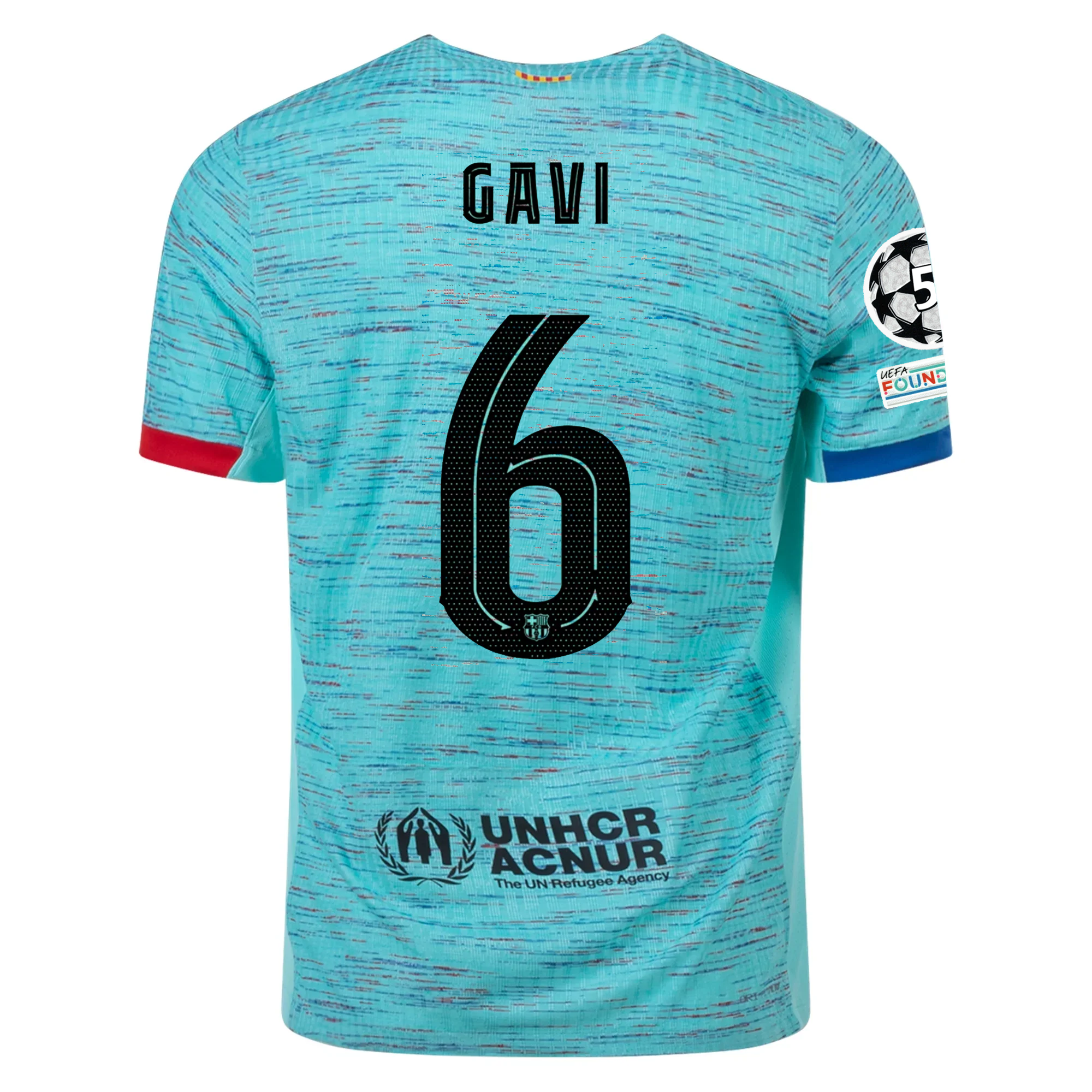 Image of Nike Barcelona Authentic Pablo Gavi Match Vaporknit Third Jersey w/ Champions Le