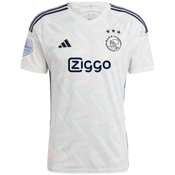 Image of adidas Ajax Jorrel Hato Away Jersey w/ Eredivise League Patch 23/24 (Core White)