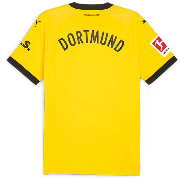 Image of Puma Borussia Dortmund Authentic Home Jersey w/ Bundesliga Patch 23/24 (Cyber Ye