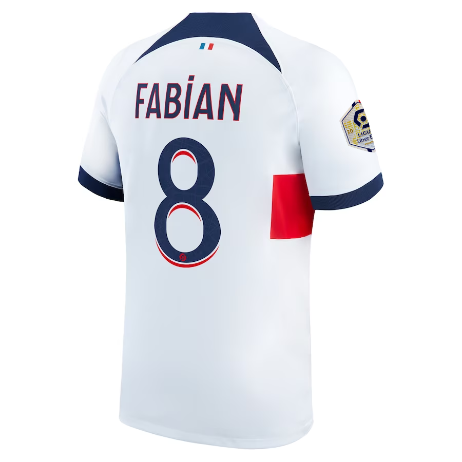 Nike Paris Saint-Germain Fabian Away Jersey w/ Ligue 1 Patch 23/24 (White/Midnig