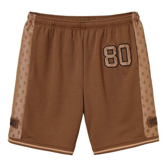 Image of Supreme SS18 Monogram Short Brown US dollar Embroidered Athleisure Casual Sports