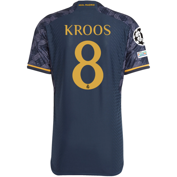 Image of adidas Real Madrid Authentic Toni Kroos Away Jersey w/ Champions League + Club W