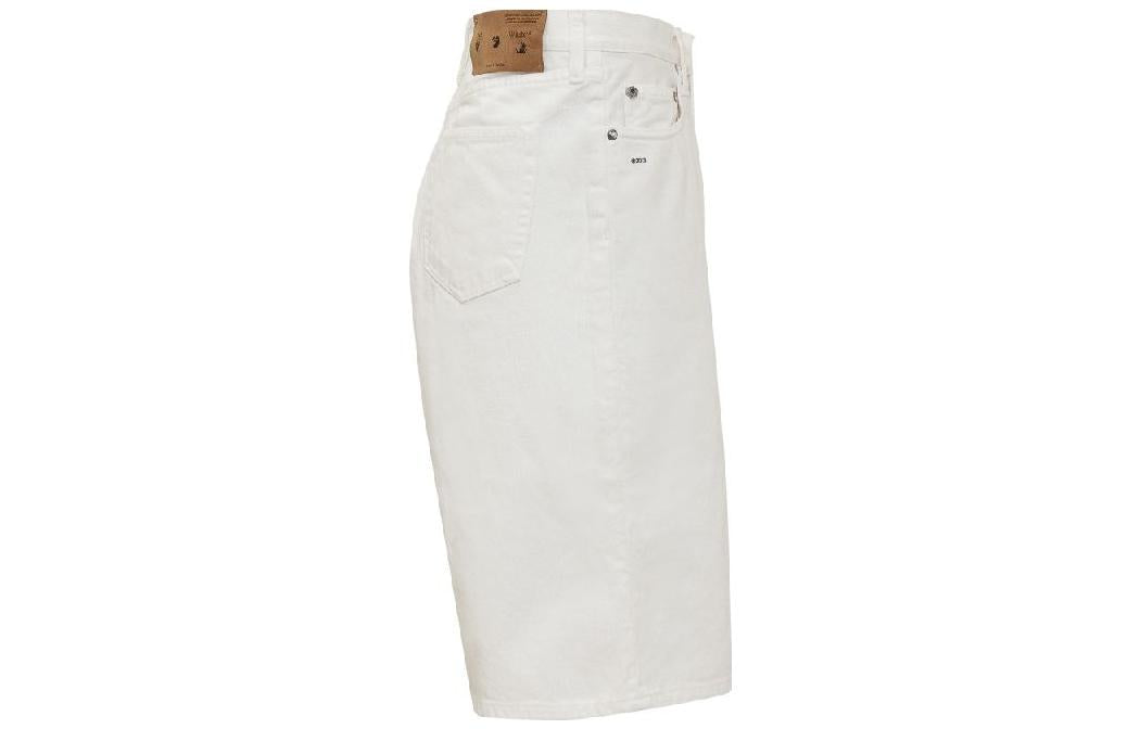 Image of Men's OFF-WHITE SS22 Solid Color High Waist Casual Denim Shorts White OMYC010S22