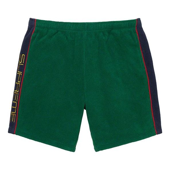 Image of Supreme FW19 Week 10 Polartec Short Dark Green Logo SUP-FW19-928