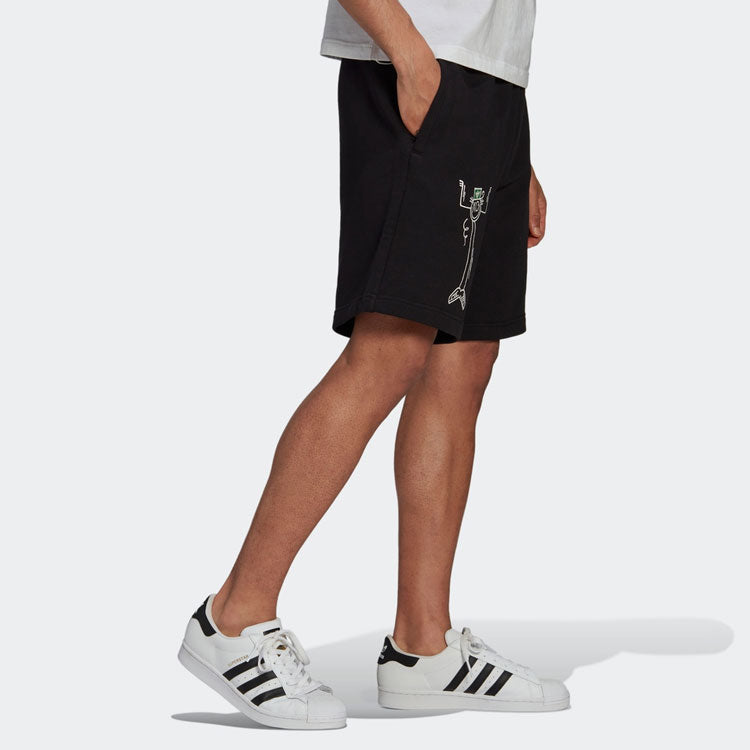 Image of Men's adidas originals Cartoon Printing Straight Shorts Black HR7111