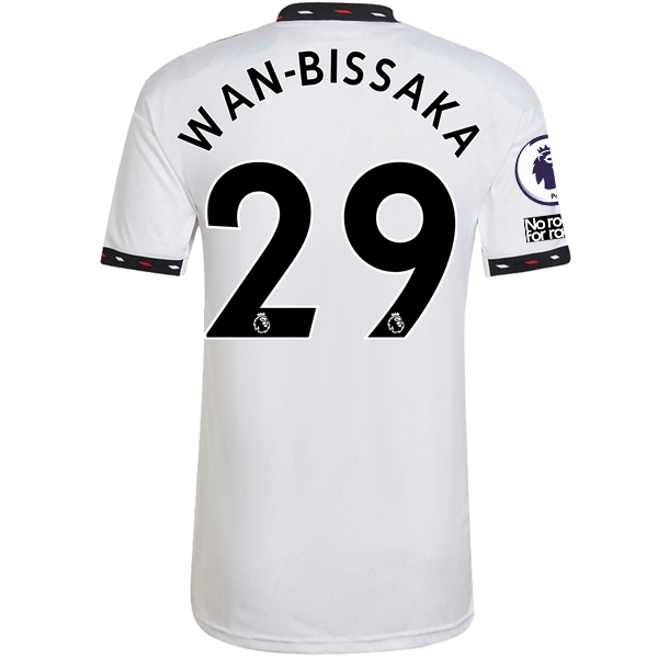 Image of adidas Mancheser United Aaron Wan-Bissaka Away Jersey w/ EPL + No Room For Racis