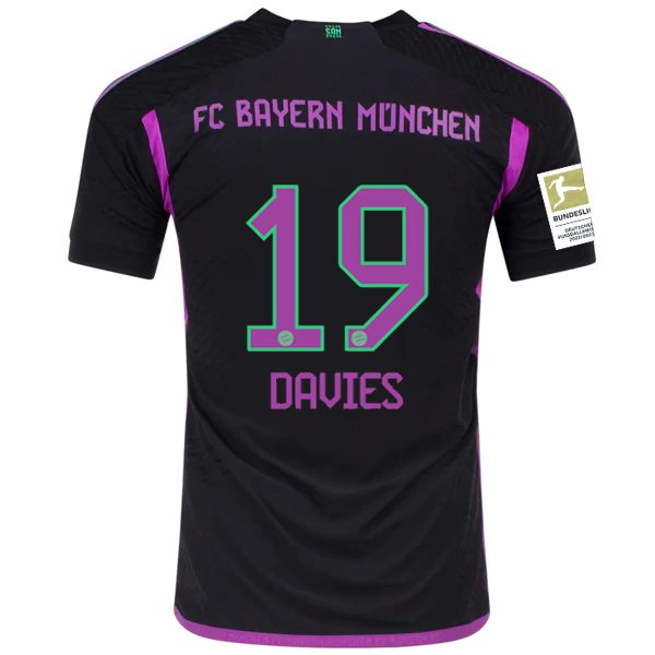 Image of adidas Bayern Munich Authentic Alphonso Davies Away Jersey w/ Bundesliga Champio