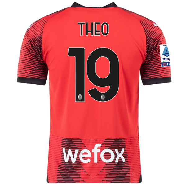 Puma AC Milan Theo Hernández Home Jersey w/ Serie A Patch 23/24 (Puma Red/Black)