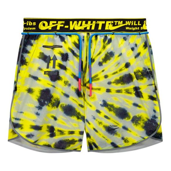 (WMNS) Nike x OFF-WHITE Crossover Tie Dye Casual Sports Drawstring Shorts Fluore