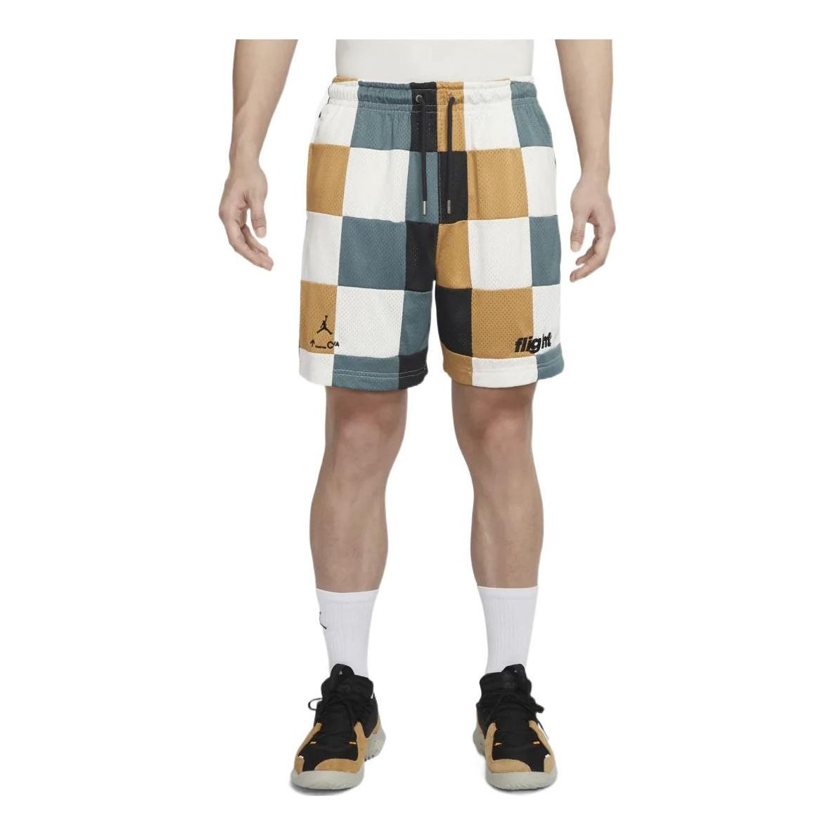 Image of شورت رجالي مستقيم مطبوع عليه شعار Air Jordan Plaid Splicing DQ8348-384