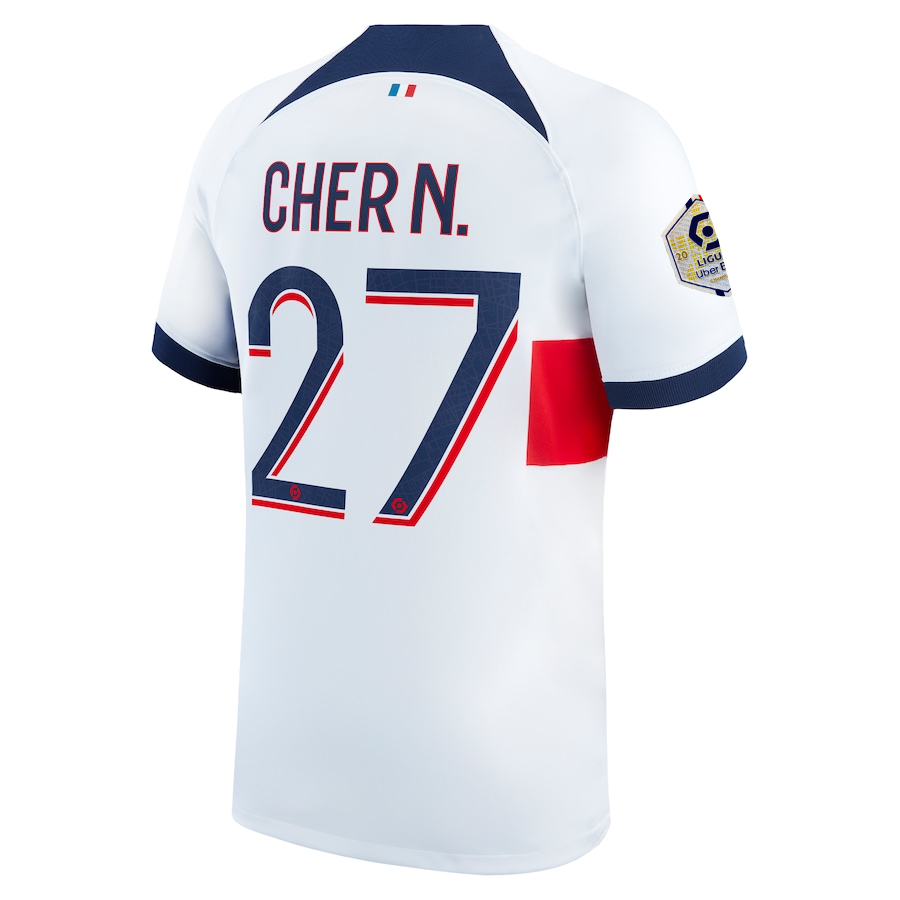 Nike Paris Saint-Germain Cher Ndour Away Jersey w/ Ligue 1 Patch 23/24 (White/Mi