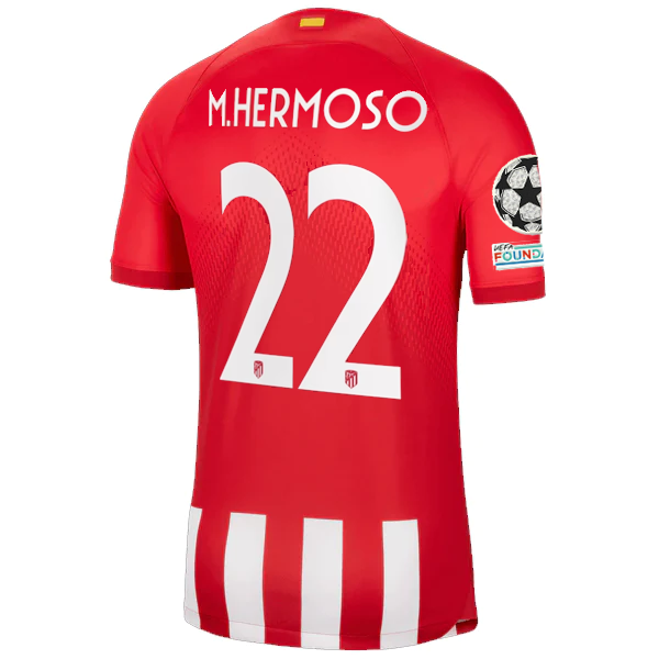 Nike Atletico Madrid Mario Hermoso Heimtrikot mit Champions-League-Aufnähern 23/24
