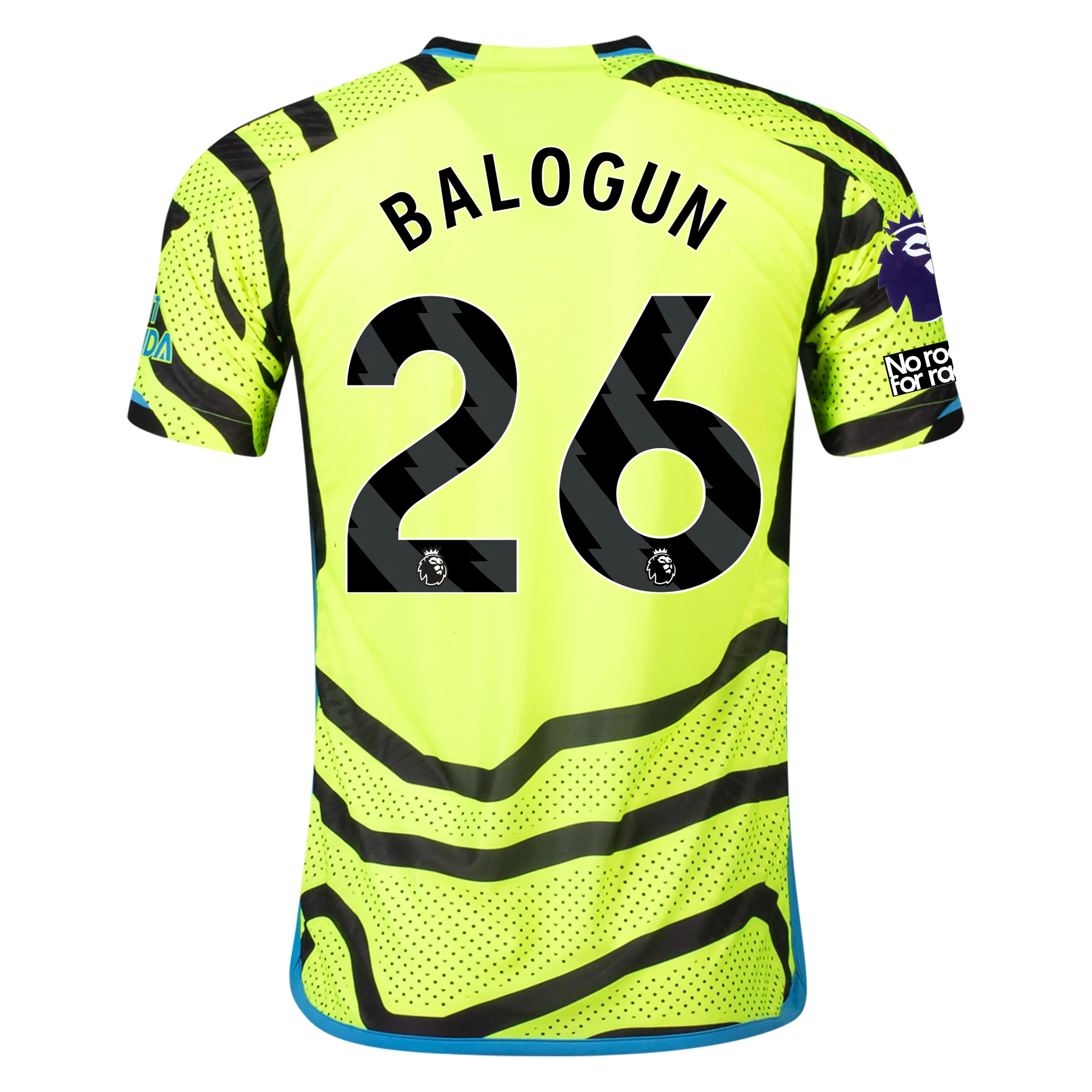 Image of adidas Arsenal Authentic Folarin Balogun Away Jersey w/ EPL + No Room For Racism