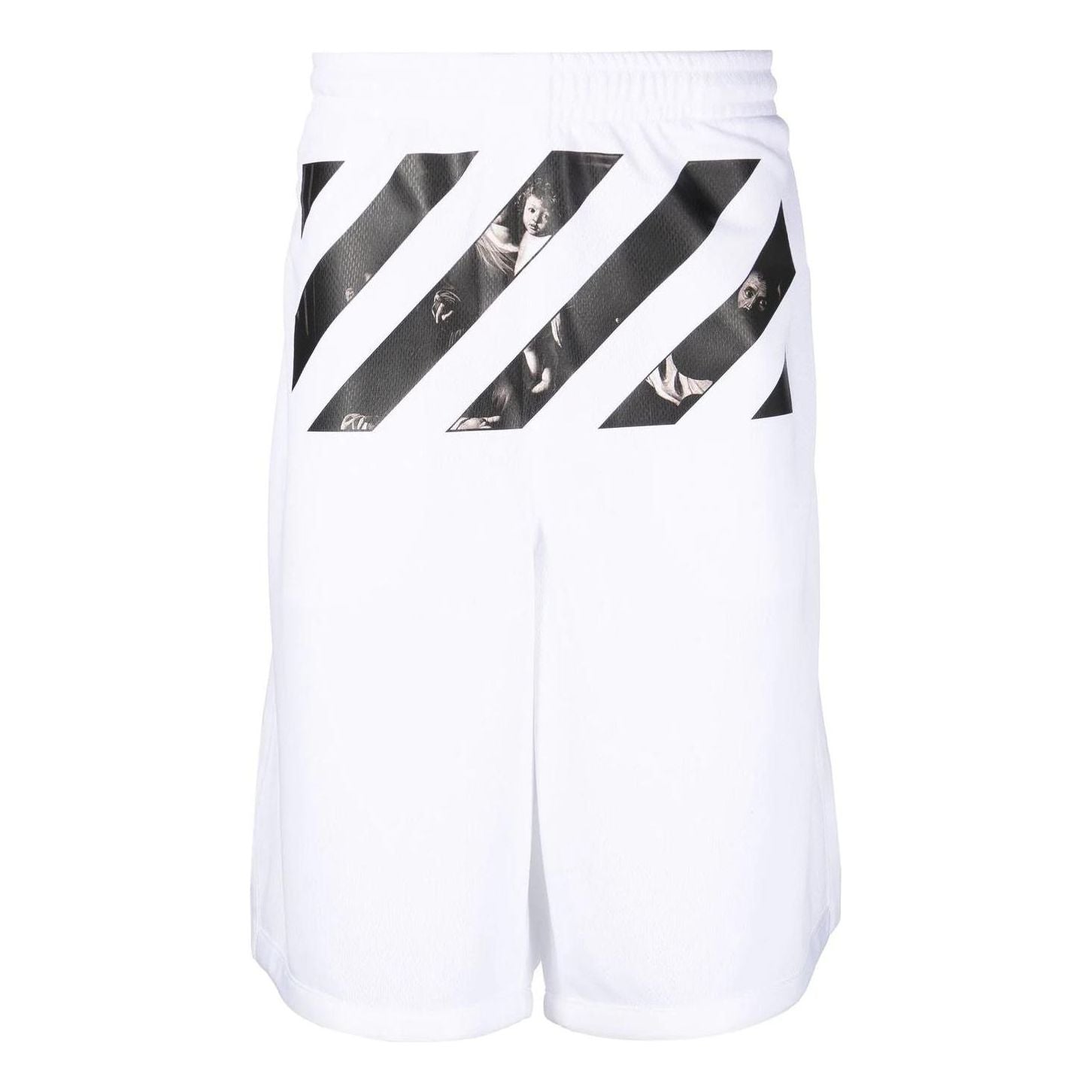 Image of Men's OFF-WHITE FW22 Twill Printing Knee-Length Elastic Waistband Casual Shorts