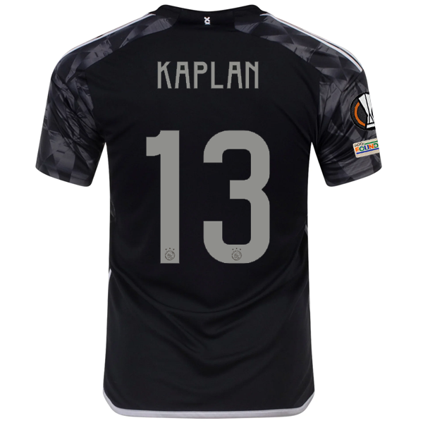 Image of adidas Ajax Ahmetcan Kaplan Third Jersey w/ Europa League Patches 23/24 (Black)
