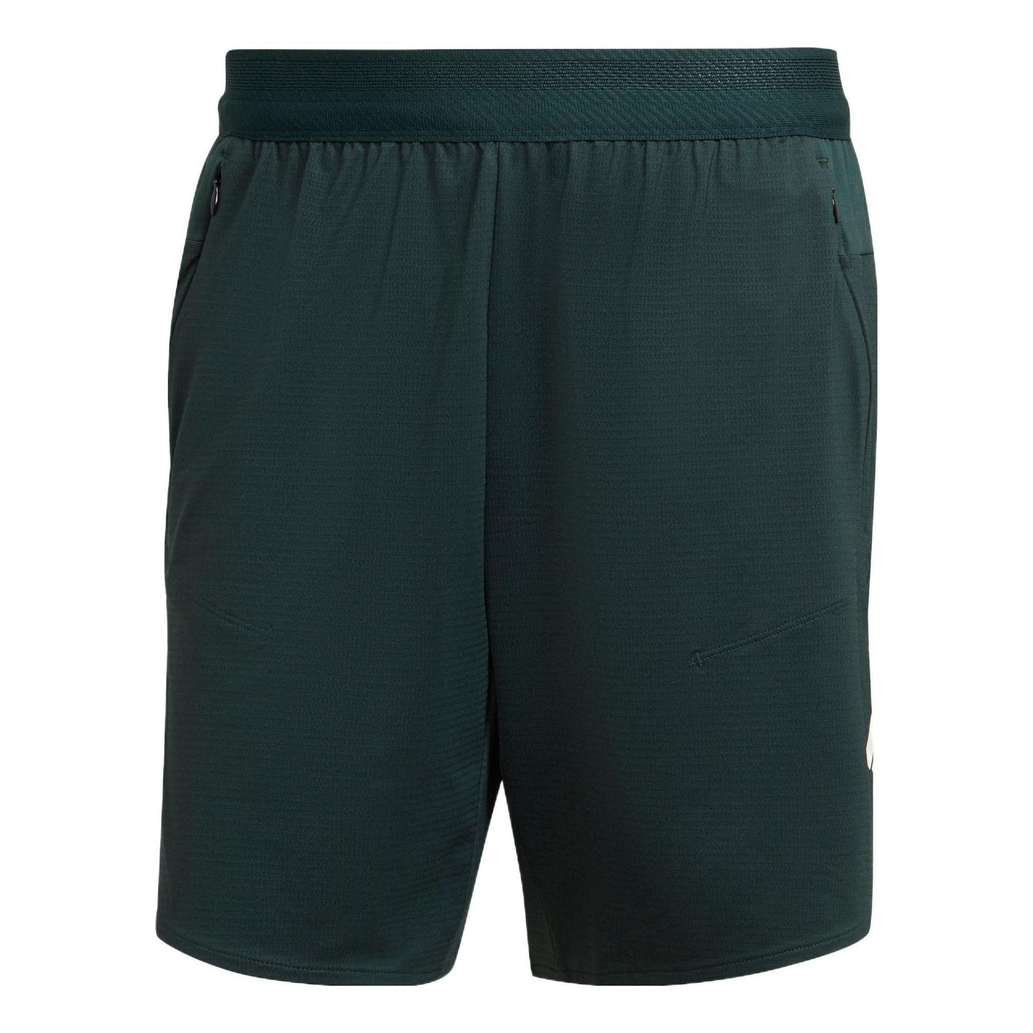 Image of Men's adidas Solid Color Logo Printing Elastic Waistband Sports Shorts Green HD3
