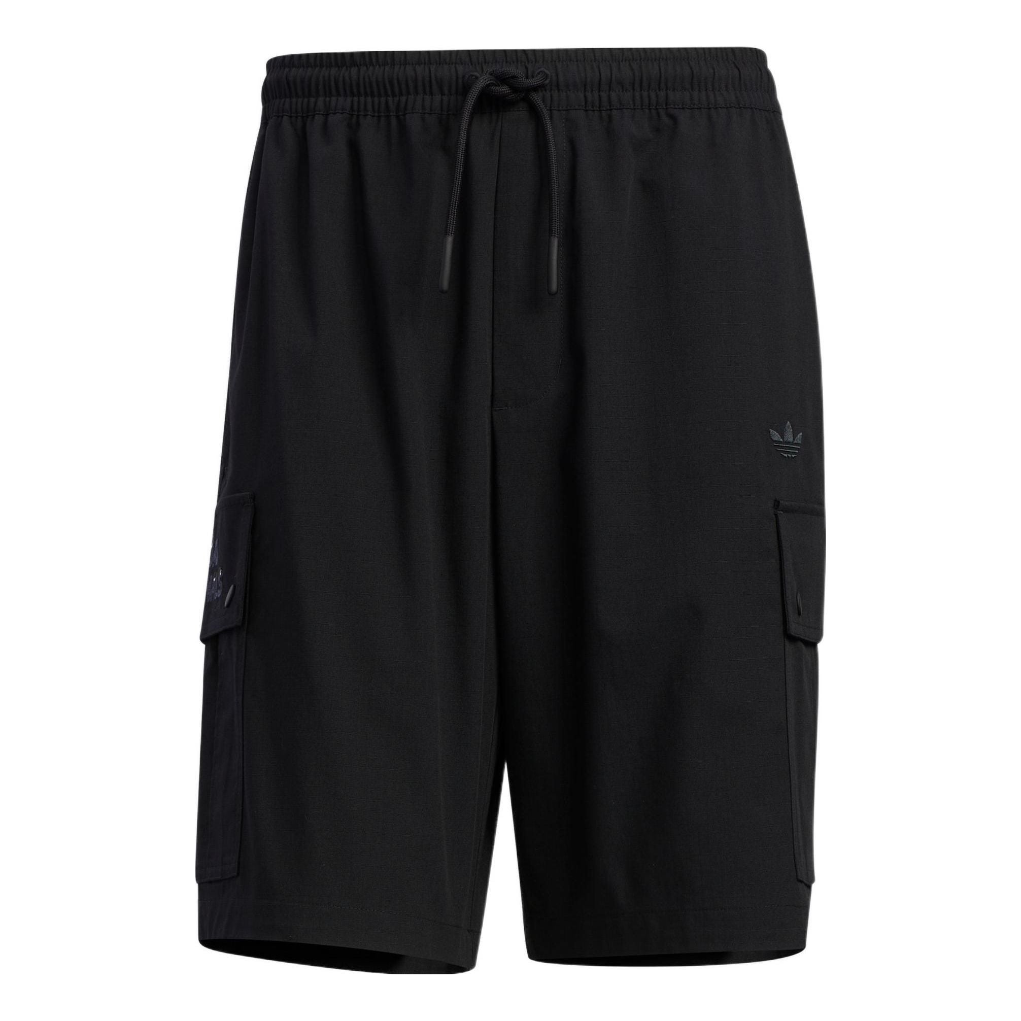 Image of adidas originals x Charr Morita Crossover Logo Printing Straight Loose Shorts Bl