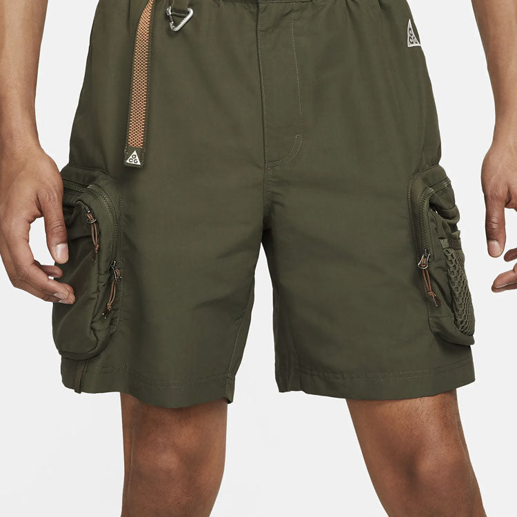 Image of Men's Nike ACG Multiple Pockets Outdoor Cargo Loose Casual Straight Shorts Green