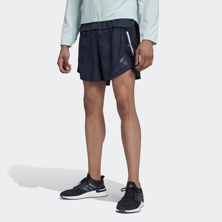 Image of Men's adidas Running Geometry Pattern Logo Sports Shorts Blue HM1213