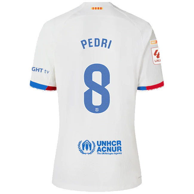 Nike Barcelona Pedri Authentic Match Away Jersey 23/24 w/ LaLiga Patches (White/