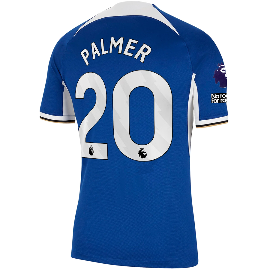 Image of Nike Chelsea Cole Palmer Home Jersey w/ EPL + No Room For Racism Patches 23/24 (