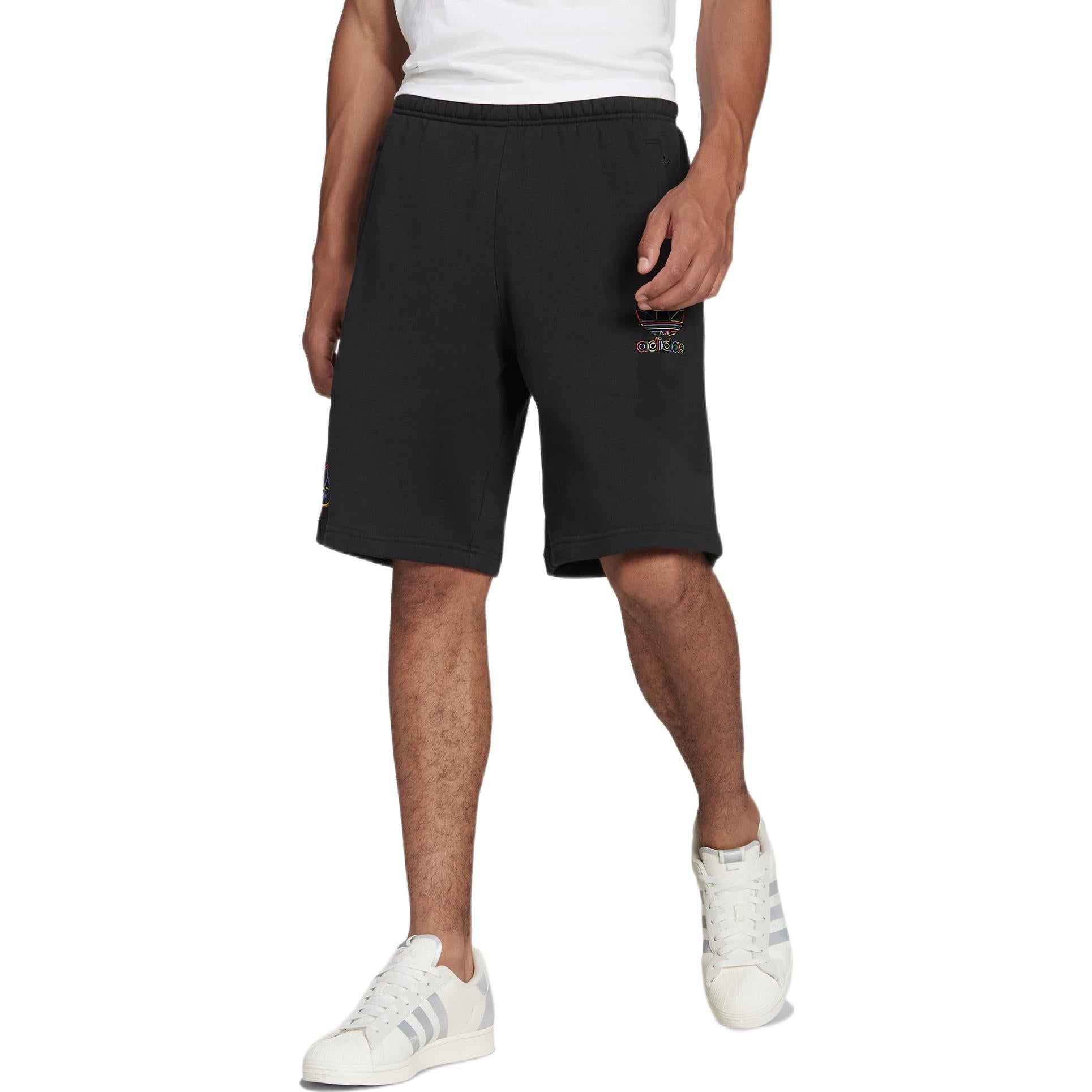 adidas originals Solid Color Cartoon Mickey Pattern Straight Sports Shorts Black