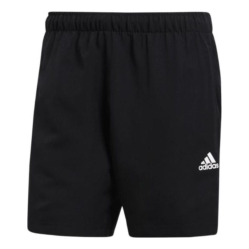 Image of Men's adidas Solid Color Logo Straight Sports Black Shorts S17593