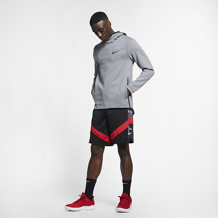 Image of Nike Courtlines Pinted Basketball Shorts 'Black Red' AJ3906-010