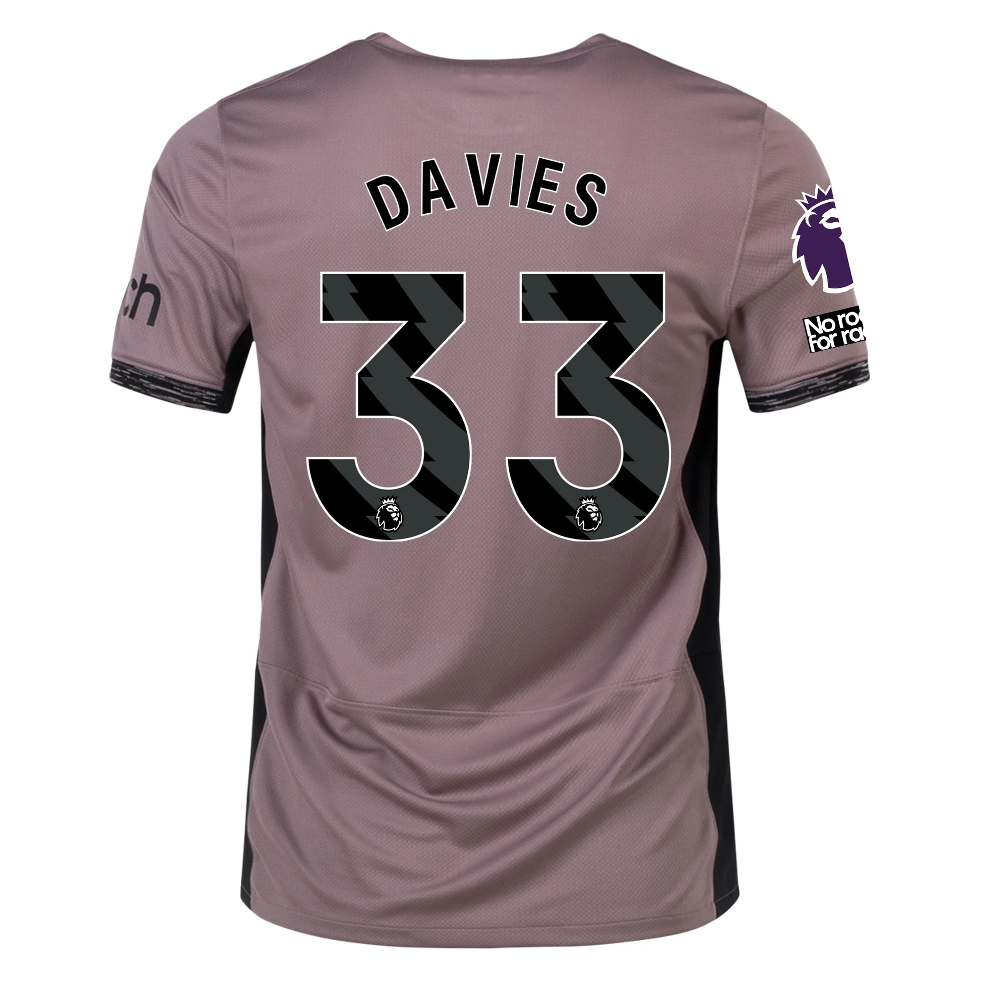 Nike Tottenham Ben Davies Third Jersey w/ EPL + No Room For Racism Patches 23/24