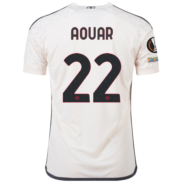 adidas AS Roma Houssem Aouar Auswärtstrikot mit Europa-League-Aufnähern 23/24 (Beige)