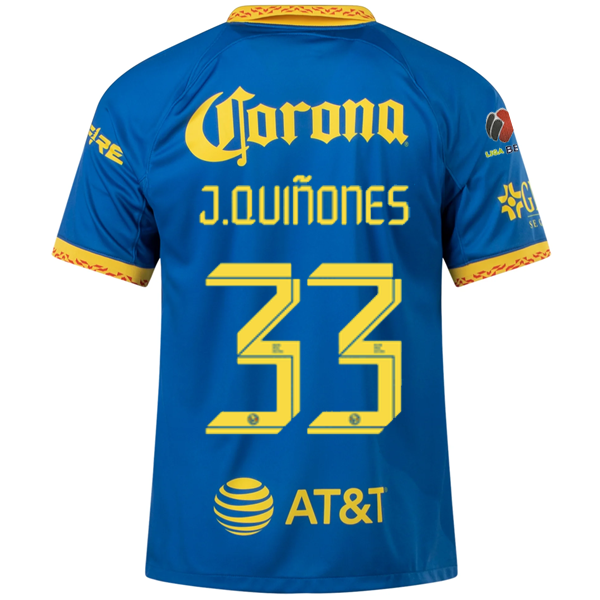 قميص Nike Club America Julián Quiñones Away مقاس 23/24 مع رقعة Liga MX (بلو جاي/T)