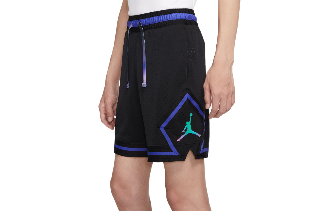 Image of Men's Air Jordan Stripe Logo Printing Lacing Straight Sports Shorts Black DV9002