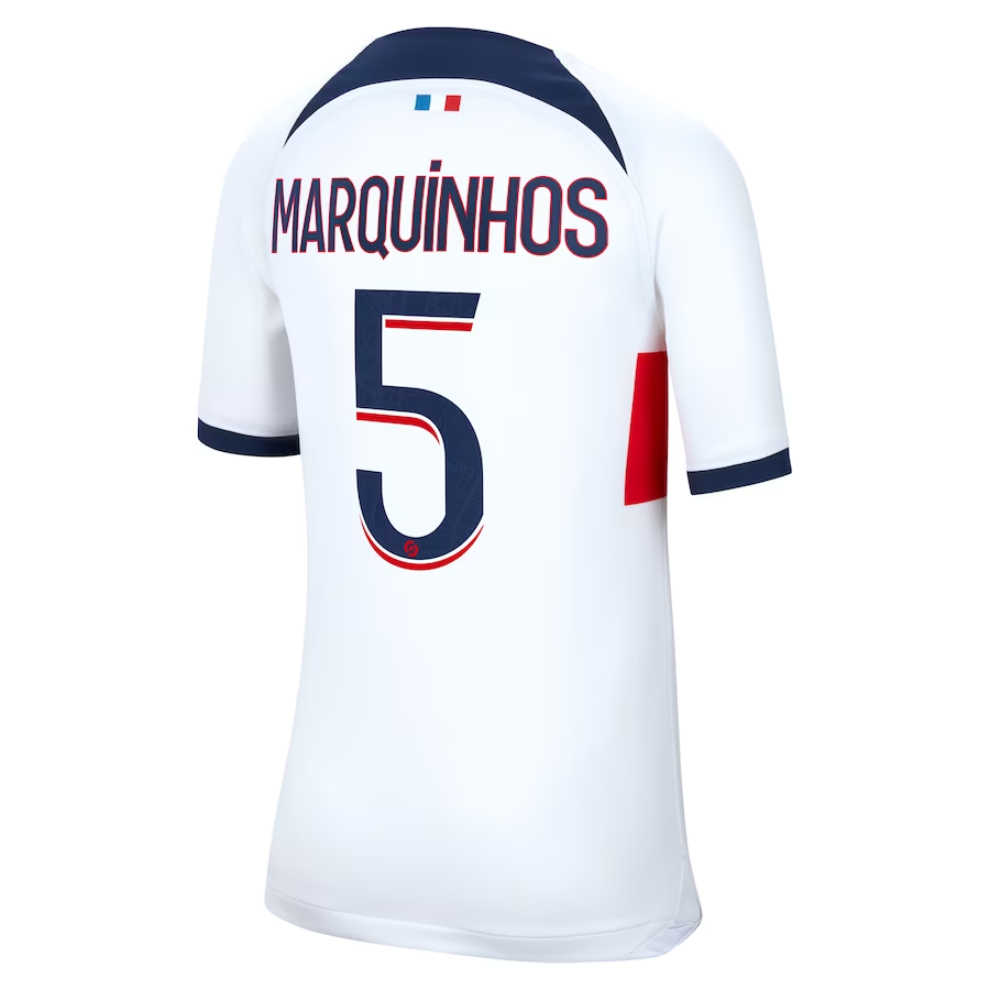 Nike Youth Paris Saint-Germain Marquinhos Away Jersey 23/24 (White/Midnight Navy