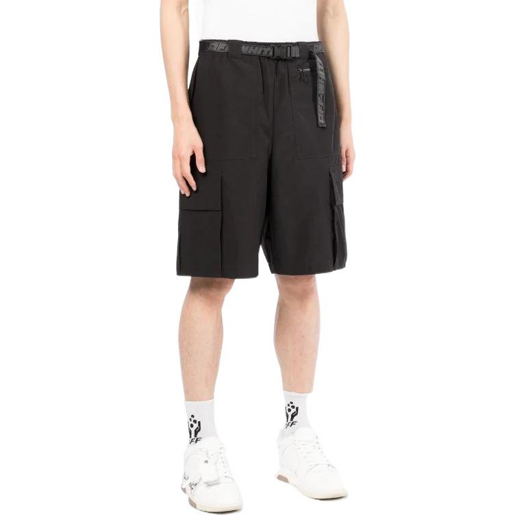 OFF-WHITE SS22 Industrial Solid Color Belt Casual Shorts Black OMCB064C99FAB0011