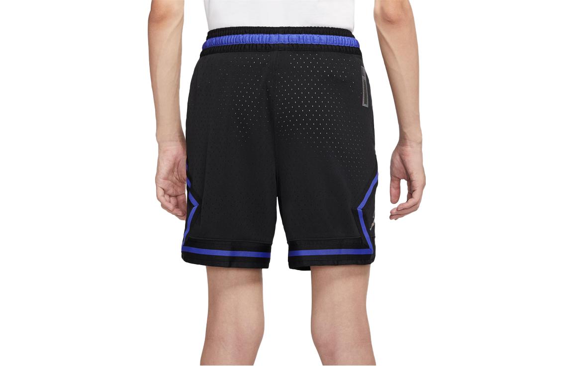 Image of Men's Air Jordan Stripe Logo Printing Lacing Straight Sports Shorts Black DV9002