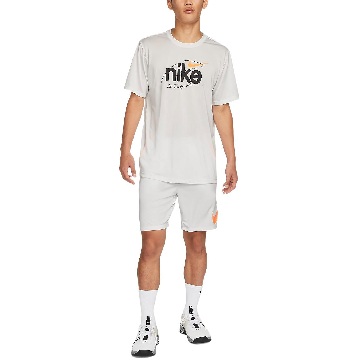 Men's Nike Printing Logo Knit Training Shorts White DQ4813-121