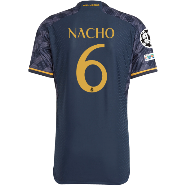 adidas Real Madrid Authentic Nacho Away Jersey w/ Champions League + Club World