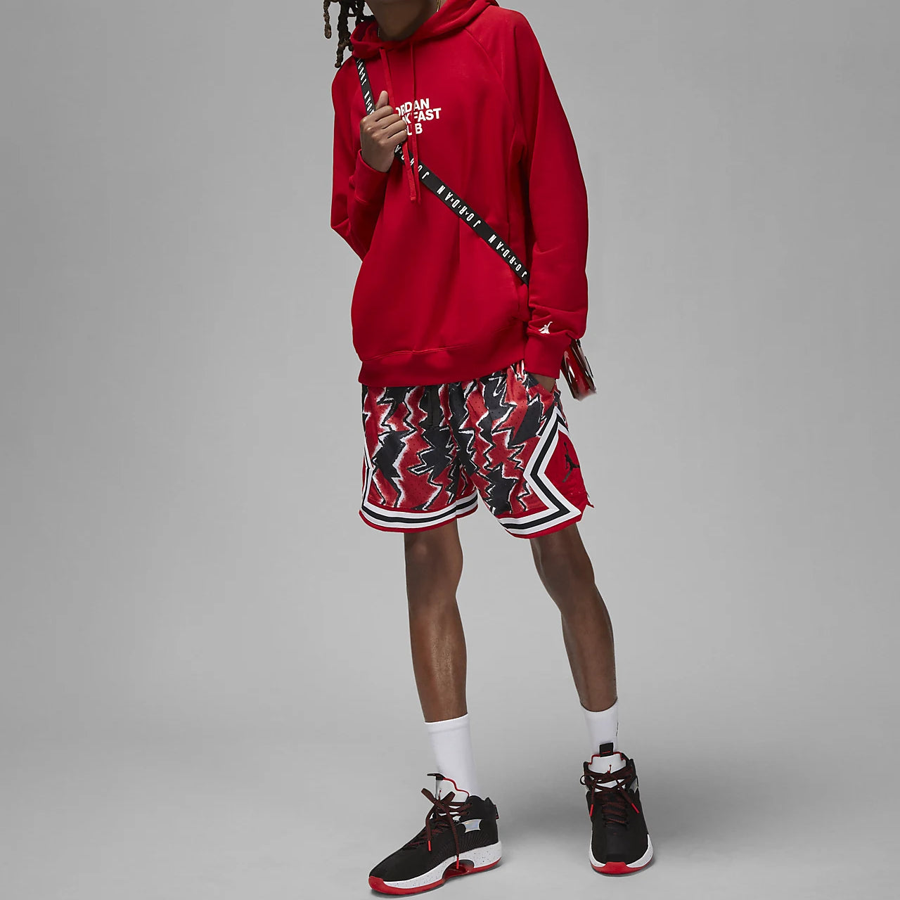 Image of Men's Air Jordan Dri-FIT Sport BC Graffiti Printing Logo Sports Shorts Black Red