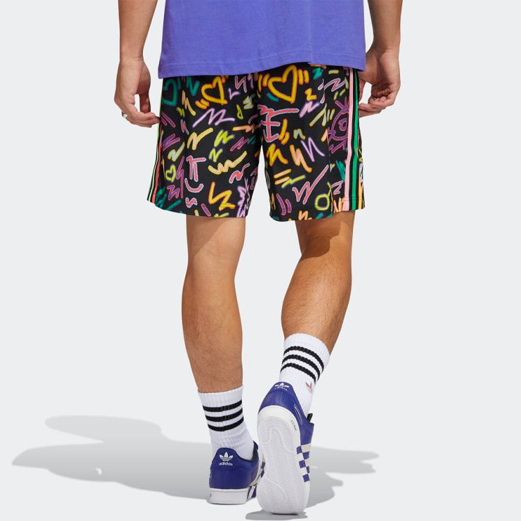 Men's adidas Graffiti Full Print Sports Shorts Black HC3087