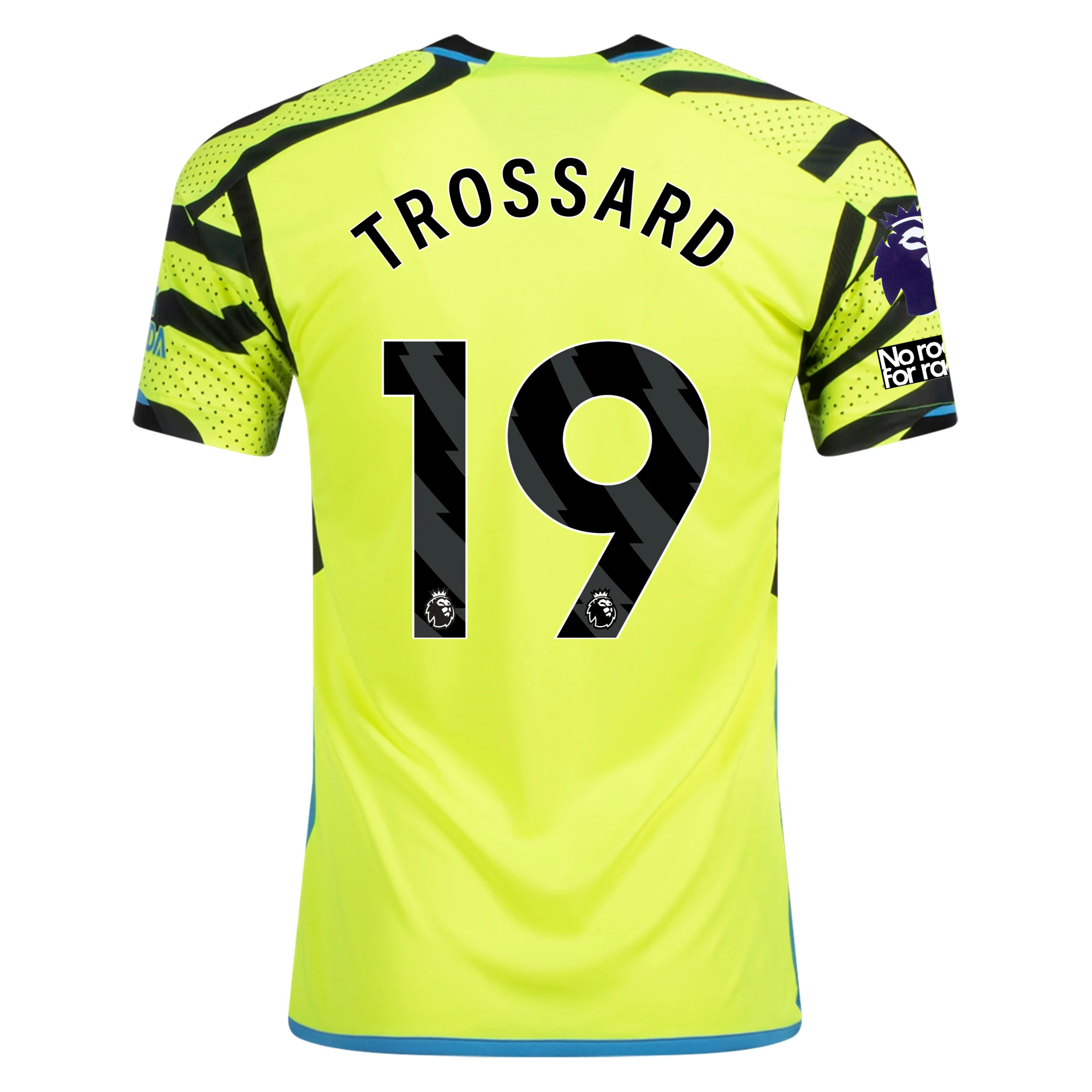Image of adidas Arsenal Leandro Trossard Away Jersey w/ EPL + No Room For Racism Patches