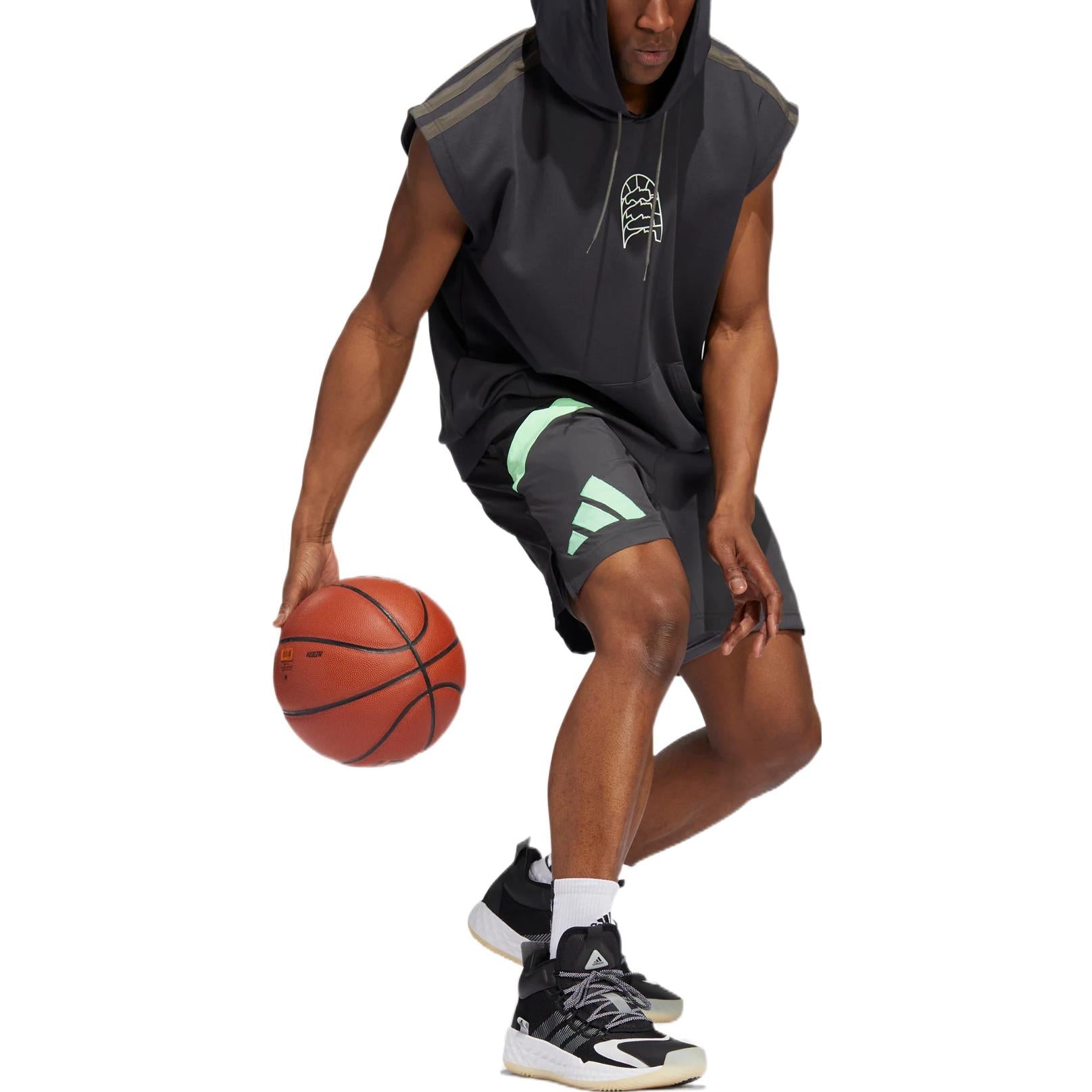 Image of Men's adidas Galaxy Short Stripe Logo Printing Drawstring Lacing Straight Shorts
