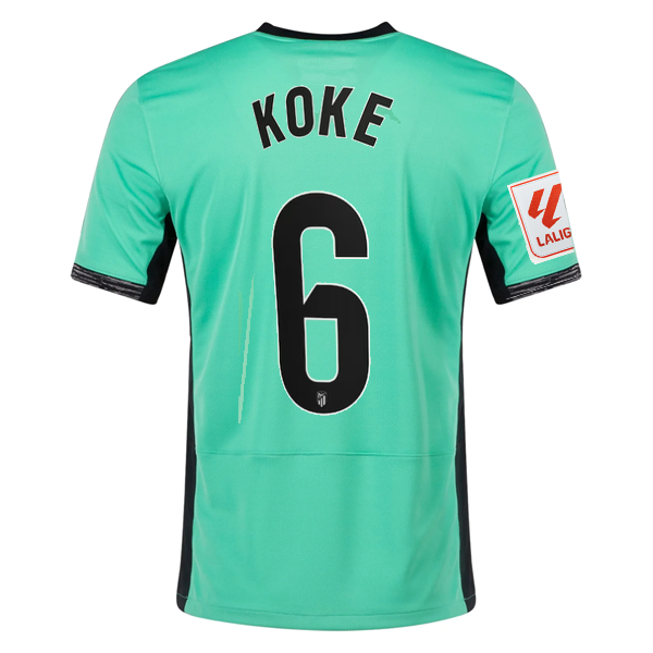 Nike Atletico Madrid Koke Third Jersey w/ La Liga Patch 23/24 (Spring Green/Blac