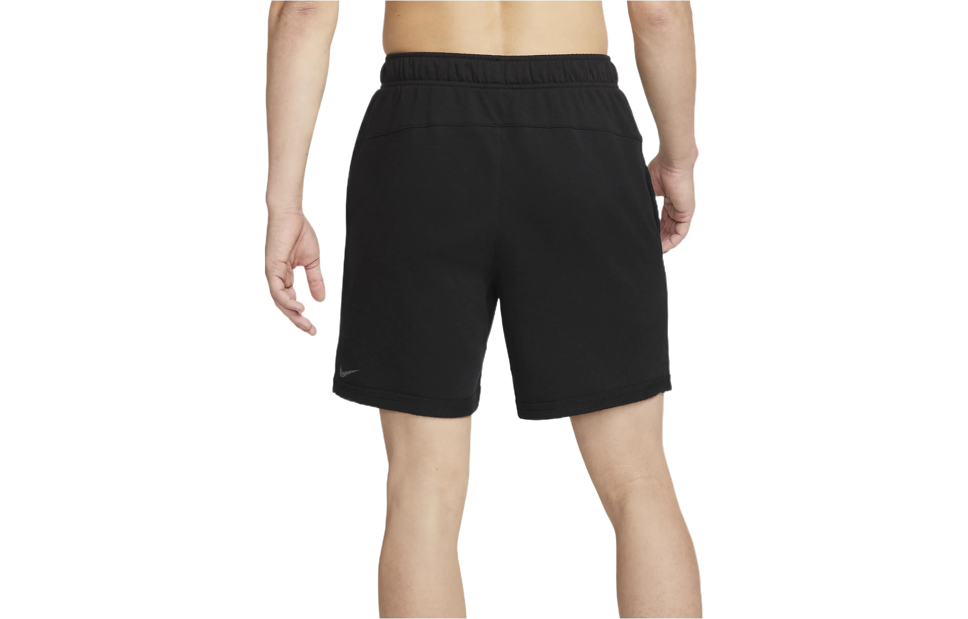 Image of Men's Nike Yoga Therma-FIT Logo Printing Solid Color Sports Shorts Black DM7832-