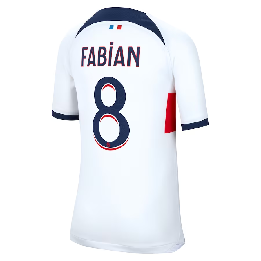 Nike Youth Paris Saint-Germain Fabian Auswärtstrikot 23/24 (Weiß/Mitternachtsmarineblau)