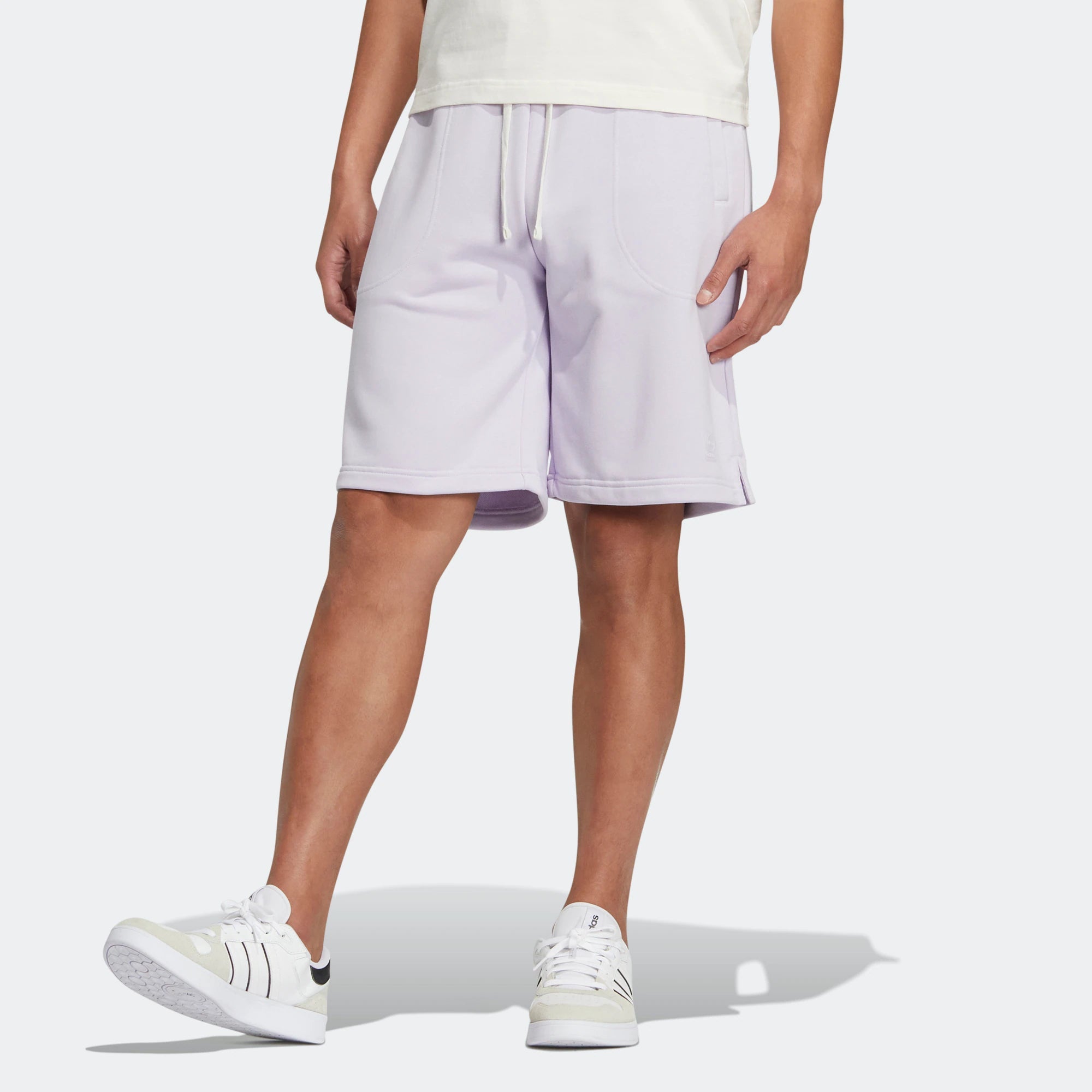 Image of adidas neo Solid Color Lacing Casual Straight Shorts Unisex Purple HS6824